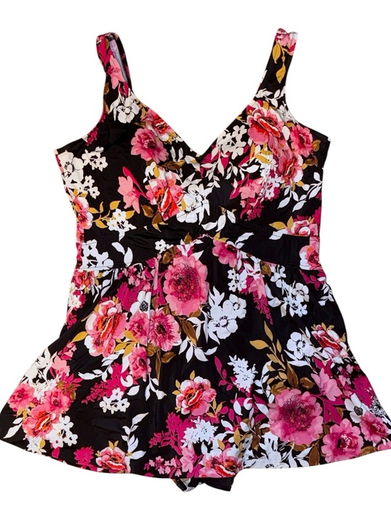 Maxine of Hollywood Other - Maxine of Hollywood Floral Swim Dress 22W Black Pink One Piece Tummy Control